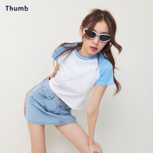 Hot Item Raglan Crop Top T-Shirt 2023 Xu Hướng Thời Trang Cho Phụ Nữ Quần Áo Bé TEE Cotton T Áo Sơ Mi Ngắn Tay Áo 100% Polyester - Product Image 1