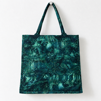 Sac fourre-tout tissé imprimé bleu, sac de courses réutilisable, sac à main léger à bandoulière pour les courses quotidiennes et les voyages
