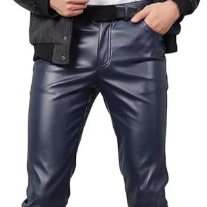 Pantalones de Cuero Acampanados de Cintura Alta para Hombre, Transpirables, con Estampado de Piel de Serpiente, Estilo Urbano para Invierno, Diseño Sólido, Estilo Casual - Product Image 1