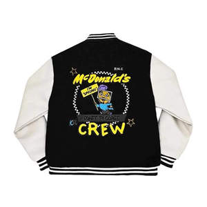 Custom Red Varsity <b>Jacket</b> With Cream <b>Leather</b> Sleeves Chenille Patch Embroidered Letterman <b>Jacket</b> OEM Private Label Manufacturer - Product Image 6