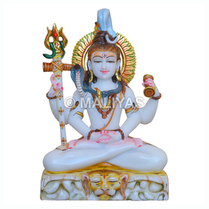 White Marble <b>Shiva</b> <b>Statue</b> | Mahadev Marble Idol for Temple – Maliyas - Product Image 1