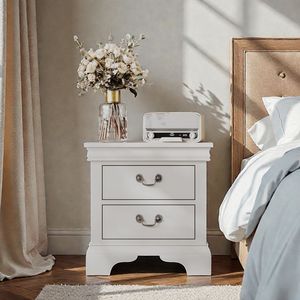 Comodino Classico in Legno 56x41x58 cm Bianco - Arredamento Elegante e di Stile - Product Image 2