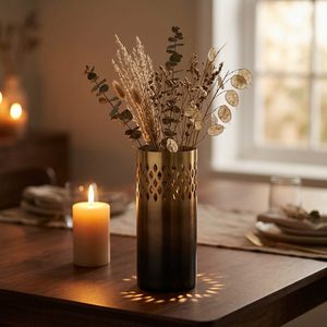 Handmade Brass & Steel Ombre Cylinder <b>Vase</b> 10 cm Dark to <b>Gold</b> Home Decor Wedding Hotel - Product Image 2