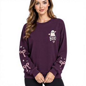 Sweat-shirt en coton ample à épaules tombantes pour femme, style vintage sorcière, idéal pour l'automne et les festivals – Fabricant de sweats en gros - Product Image 4