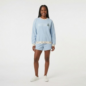 <b>Women's</b> Custom Winter Solid Christmas Sweatshirt and <b>Shorts</b> <b>Long</b> Set Personalized Initial Letter Fleece Pullover - Product Image 4