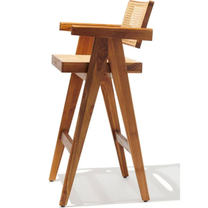 Produit très vendu, tabouret de bar moderne en rotin avec structure en bois massif naturel et design minimaliste pour la décoration de la maison - Product Image 5
