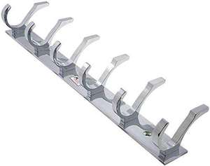 SS202 Premium 6 Pin Aluminium Cloth Hook Heavy Duty <b>Wall</b> <b>Mounted</b> <b>Rack</b> for Clothes Towels Bags Keys <b>Coats</b> Hats and Home Storage - Product Image 3