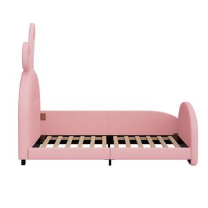 Twin Size Pink <b>Rabbit</b> Shape Princess <b>Bed</b> Upholstered Platform <b>Bed</b> with Headboard and Footboard for Kids Old SKU WF311629AAH - Product Image 5