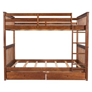 Letto a Castello in Noce con Scala e Due Cassetti Contenitori per Bambini (Modello LT000365AAD) - Product Image 3