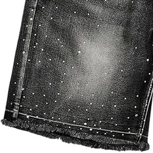 Shorts en jean pour hommes style urbain avec strass, coupe ample, en coton respirant, décontractés pour l'été, tailles personnalisées - Product Image 5
