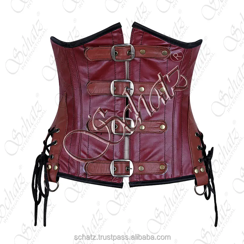Best Design Cheap Price OEM ODM 3 Layer Underbust Corset made of High quality Genuine Leather with Side Lace-Up Panels Corset