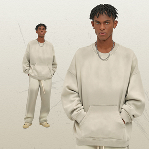 Sweat-shirt à capuche zippé surdimensionné pour homme en coton French Terry avec logo personnalisé, effet délavé et vieilli, 410 g/m², hiver - Product Image 2