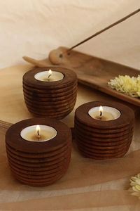 Portavelas Hexagonal de Madera Hecho a Mano, Soporte Decorativo Rústico para Velas de Té, para Decoración de Mesa en el Hogar, Bodas y Navidad - Product Image 3