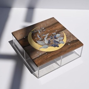 <b>Acrylic</b> Square Gift <b>Box</b> Mother Pearl Inlay Wooden <b>Lid</b> Base Sustainable Multifunction Elegant Serveware Dry Fruit CRAFTSY HOME - Product Image 2