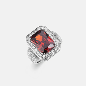 Luxury Women's <b>Cocktail</b> <b>Ring</b> 925 Silver Moissanite Emerald Cut Pave Setting Geometric Design Party Jewelry - Product Image 4