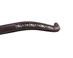 Bride d'équitation en cuir rembourré et courbé avec strass, durable, personnalisable en couleur et logo - Product Image 1