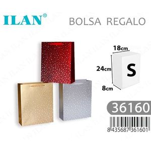 Bolsa de Regalo ILAN Talla S 18x24x8cm Diseño de Estrellas Rojo Dorado Plateado - Product Image 3