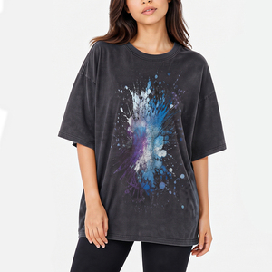 Women's Oversized Crew Neck T-<b>Shirt</b> With Blue Purple <b>Paint</b> Splatter Graphic Print Drop Shoulder Loose Fit T <b>shirt</b> for Women - Product Image 3