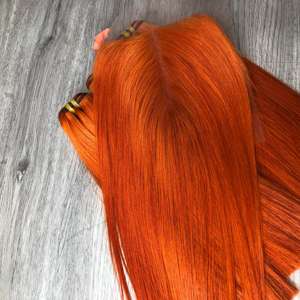 Extensions de cheveux humains lisses orange à os soyeux vietnamien Paquets de fermeture transparents Couleur orange Cheveux vierges de haute qualité - Product Image 4