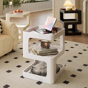 Top vente blanc moderne 3 niveaux piédestal métal table de chevet Accent Table d'appoint petits espaces chevet étagère de rangement appartements Diva - Product Image 5
