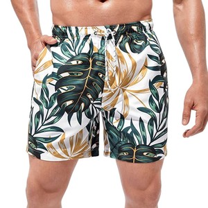 New <b>Men</b>’s Tropical Leaf Sublimation Print Swim Shorts Quick Dry Beach <b>Trunks</b>, Summer Holiday Surf and Pool Swimwear - Product Image 1