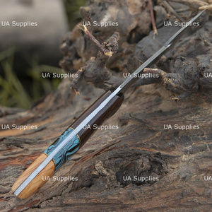 Couteau de survie, de chasse et de camping à lame fixe, acier Damas, qualité industrielle, pointe clip, 4,5 pouces, avec étui en cuir, OEM - Product Image 5