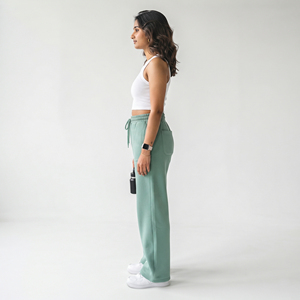 Ladies High Waist Baggy Sweat Pants Casual 100% Polyester Fleece Wide Leg Sweat Pants Women Jogging Full Length Sweat Pants - Product Image 4