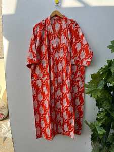 Robe kimono en coton à imprimé oiseaux, style bohème, vêtement décontracté pour femmes, printemps-été, séchage rapide, longueur intégrale - Product Image 4