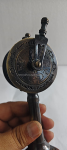 เครื่องส่งสัญญาณโทรเลขโบราณทองเหลืองรูปเรือ ของตกแต่งโต๊ะทำงานสไตล์ทะเล พร้อมฐานไม้ ของสะสม ของขวัญ - Product Image 2