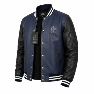 Veste en cuir véritable et toile pour homme, couleur unie, logo premium, imperméable, écologique, mode hiver, prix abordable - Product Image 1
