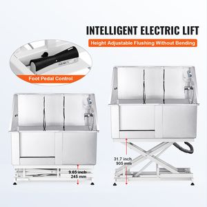 Vasca Professionale in Acciaio Inox da 50 Pollici per Toelettatura Cani con Rubinetto, Dispenser Sapone e Regolazione Elettrica dell'Altezza per Pulizia e Bagno Animali - Product Image 3