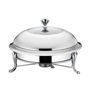 Dôme de chauffe-plat en acier inoxydable avec poignée à bouton, support à 3 pieds, chauffe-plat de buffet, support à combustible, pour traiteur, banquet, restaurant, céramique - Product Image 2