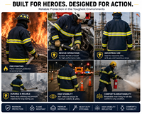 Veste de pompier ignifuge, veste de lutte contre l'incendie, veste de sécurité réfléchissante, veste de secours d'urgence, équipement de protection pour pompier