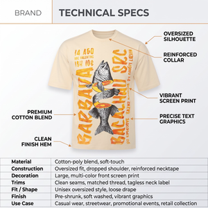 T-shirt imprimé surdimensionné pour homme avec motif animal poisson - 100% coton anti-plis style streetwear - Orange - Product Image 5