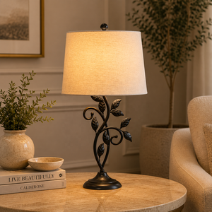 Botanical Vine Scroll Metal Table Lamp Nature Inspired <b>Leaf</b> Design Elegant Decorative Bedside Living Room Accent <b>Lighting</b> - Product Image 1