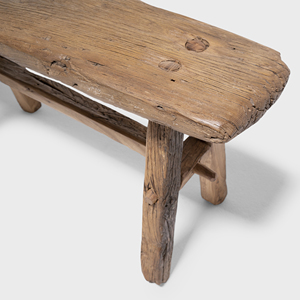 Banc en bois d'orme recyclé de style antique, assise rustique de ferme, inspiré de l'artisanat chinois, meuble d'appoint fait main pour entrée et couloir - Product Image 4