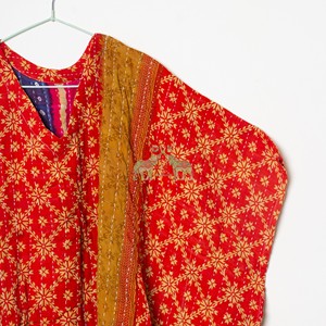 New Vintage Style Hand Block Print Cotton Kantha <b>Kaftan</b>, Plus Size Lightweight, Printed Summer Cover-Up - Product Image 6