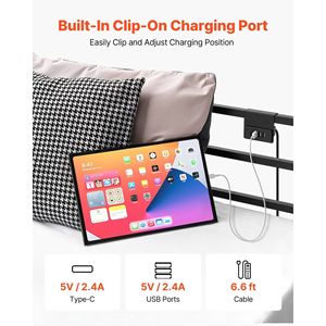 Letto a baldacchino King Size in metallo con quattro postelli, stazione di ricarica, doghe in acciaio resistente e supporto inferiore rinforzato - Product Image 3