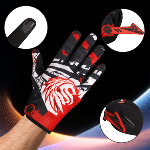 Full Finger Motocross Racing Gloves Silicone Printing PU Coating Non Slip Breathable <b>Strap</b> Wrist Closure Outdoor Activities - Product Image 4