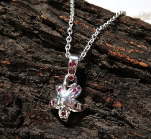 Natural <b>Ruby</b> Flower Pendant <b>Necklace</b> in 925 Sterling Silver Handmade Gemstone Jewelry for Women Gift For Her - Product Image 5