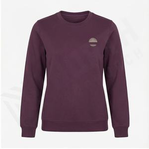 Sudadera de cuello redondo de gran tamaño de manga larga con logotipo personalizado para mujer, venta al por mayor, sudadera con hombros caídos, sudadera de algodón para mujer - Product Image 2