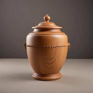 Urne funéraire artisanale en bois massif avec finition polie et design commémoratif classique pour une mémoire durable - Product Image 1