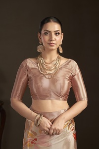 Sari listo para usar y blusa cosida, sari indio de crepé de seda con estampado floral, sari con estampado digital, diseño hermoso - Product Image 5