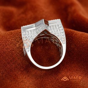 Iced Out Star Statement <b>Ring</b> in 925 Sterling <b>Silver</b> – Baguette & Micro Pave Lab Diamonds <b>Men</b>’s <b>Silver</b> Star Bust Down <b>Ring</b> - Product Image 3