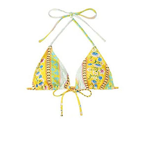 Fashion Crew Neck High Cut Print Front Swimwear Beachwear Bikini Set Wholesale Custom Solid Color Striped 2-Piece Swimwear Set - Product Image 2