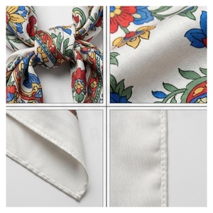 NORTH APPROACH Women's <b>Square</b> <b>Silk</b> <b>Scarf</b> Floral Print Elegant Multi-Functional Fashion Accessory All Seasons - Product Image 4