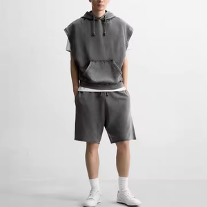 New Arrival High Quality French Terry <b>Hoodie</b> Men Athletic <b>Sleeveless</b> <b>Hoodie</b> Oversized Long Length Solid Pattern Wholesale - Product Image 5