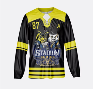 Maillot de hockey sur glace personnalisé pour homme, manches longues, blanc et bleu marine, imprimé Stadium Series, en polyester anti-humidité, uniforme adulte à manches complètes - Product Image 5