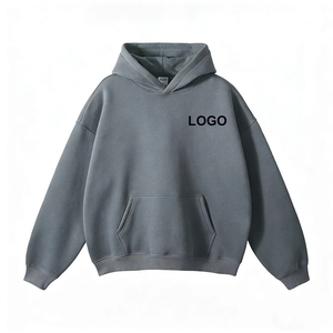 เสื้อฮู้ดโอเวอร์ไซส์ผู้ชาย ผ้าฟลีซ สีดำล้วน ดีไซน์กระเป๋าแบบลำลอง ความยาวปกติ ผลิตจากโพลีเอสเตอร์/คอตตอน ถักทอสำหรับฤดูหนาว - Product Image 3