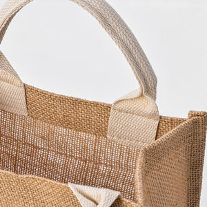 Sac de courses en jute durable et réutilisable avec des poignées en sangle de coton doux - Product Image 6
